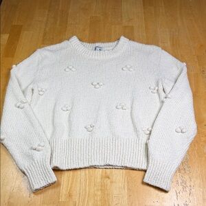 Madewell Cream Textured Crew Neck Sweater Size Small